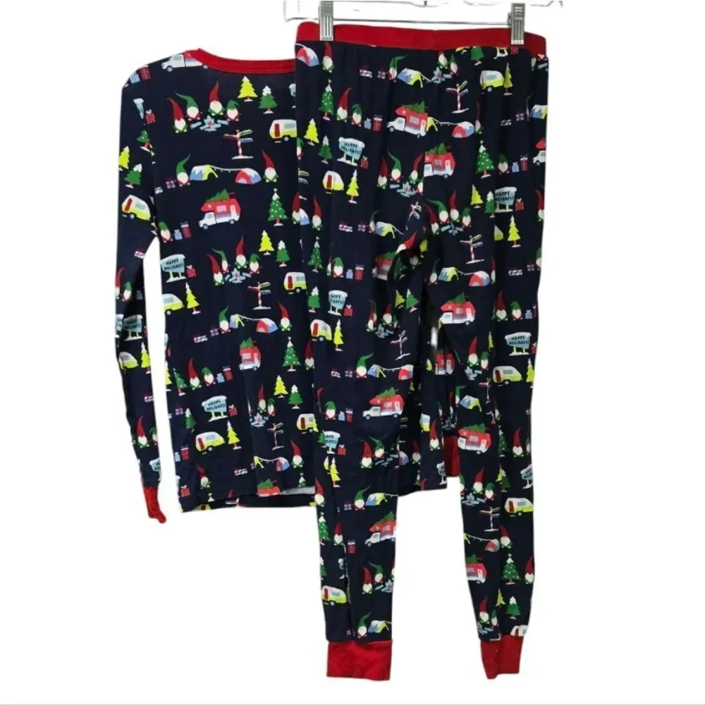 Camping Gnomes Christmas Pajama Set Women S RV Camper Holiday PJs 2pc Cozy Sleep